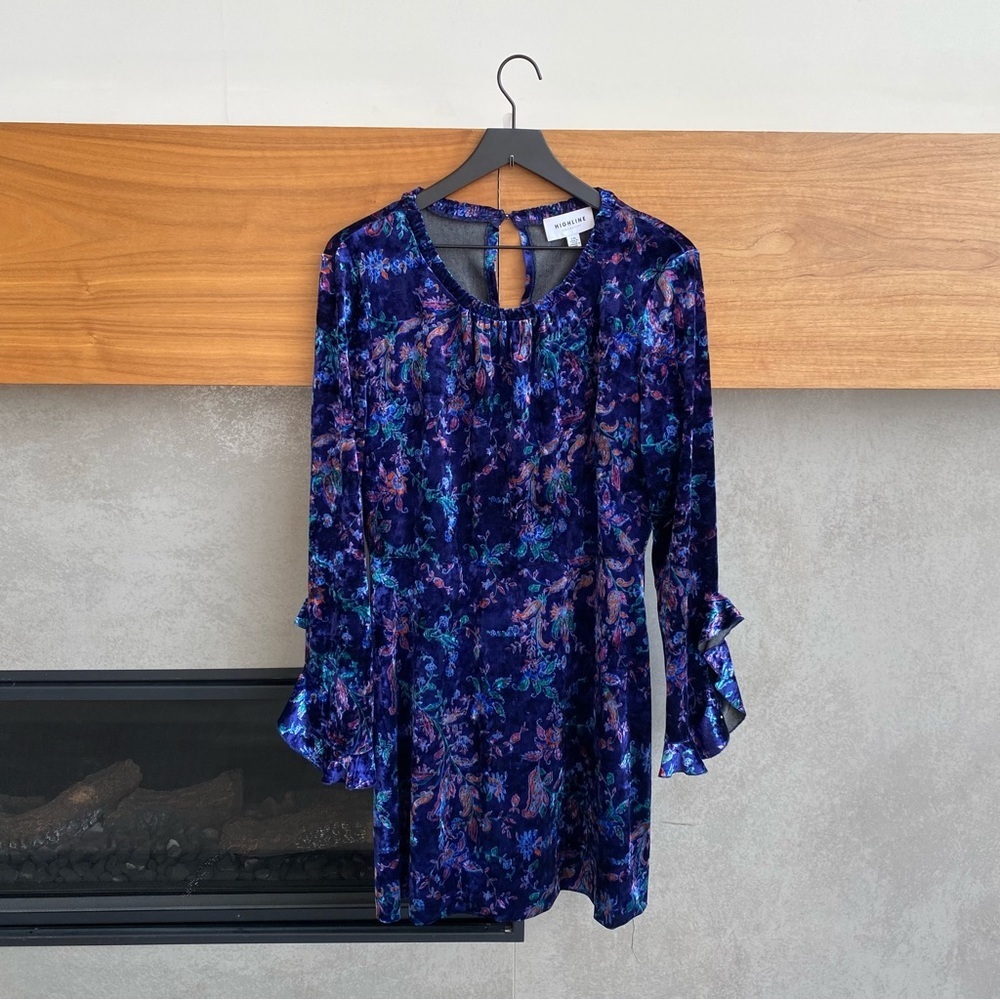Highline Collective Floral Velvet Mini Dress, L